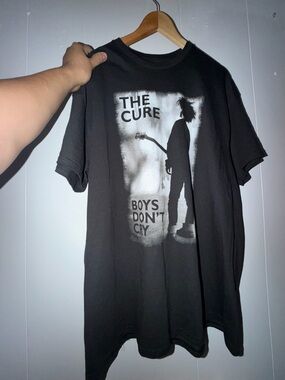 Men The Cure "Boys Don't Cry" Short Sleeve Graphic Tee - Black